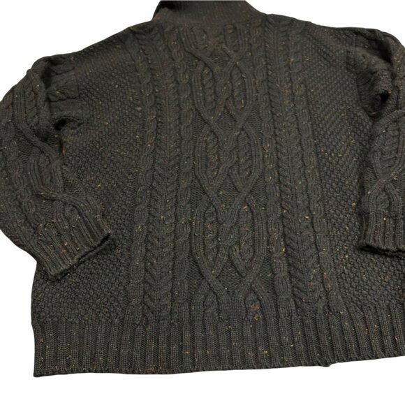 Handknit Irish Fisherman Sweater Green 2XL Wool Cableknit Chunky Grandpa Preppy - Picture 4 of 8